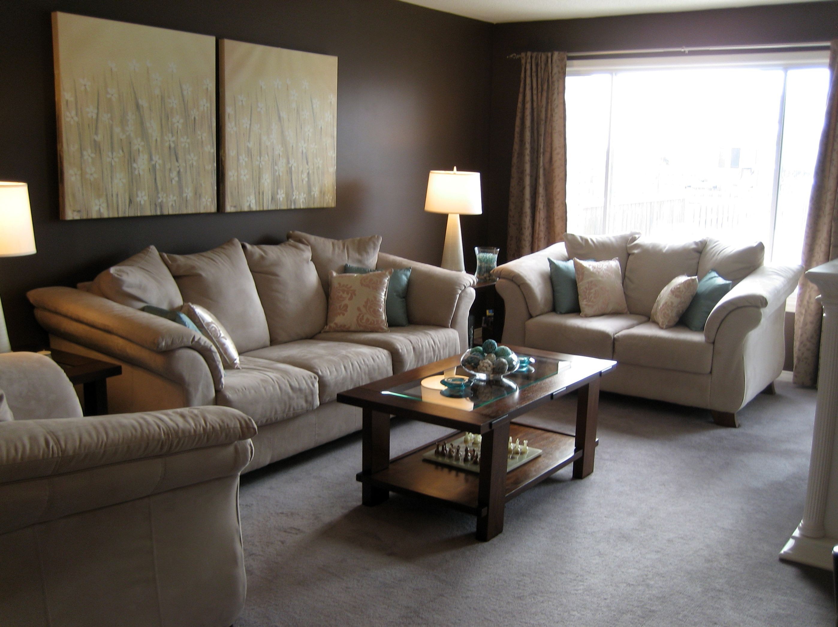 Brown And White Themed Living Room