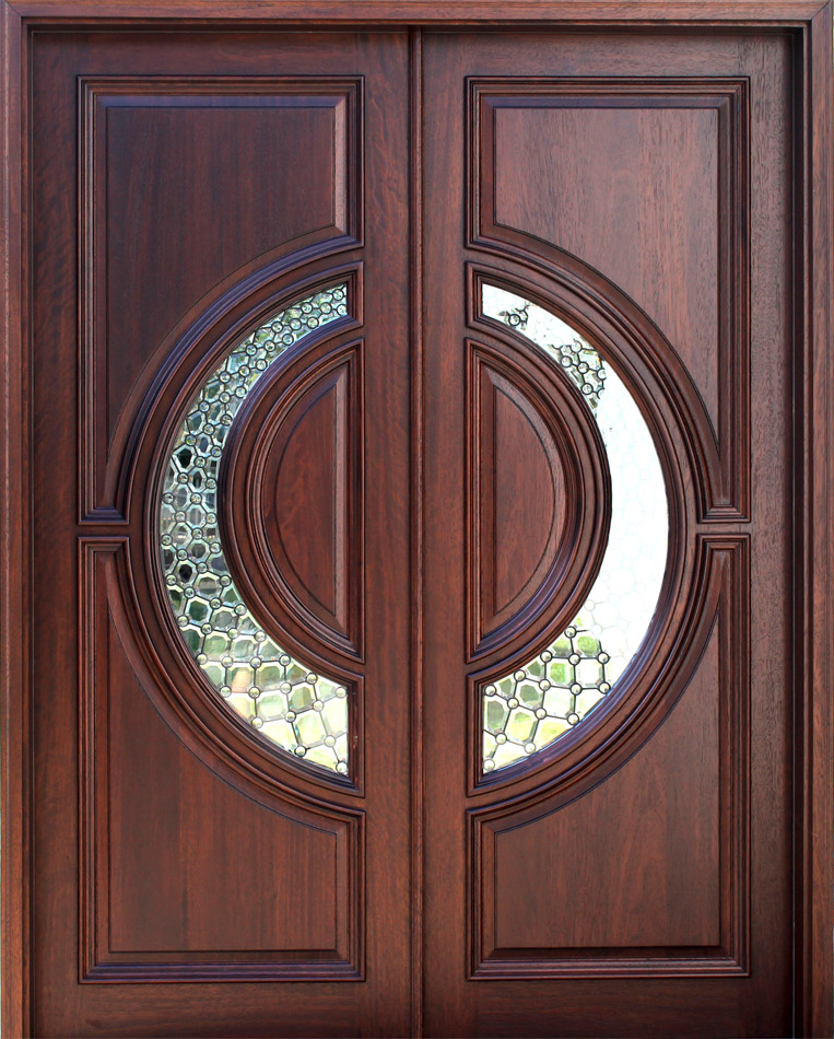 Elegant Mahogany And Glass Arch Double Front Door Home