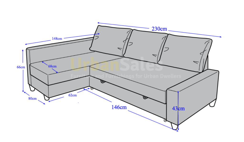sofa bed size in cm