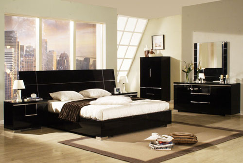 cheap black gloss bedroom furniture set