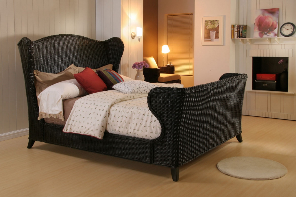 dark wood rattan bedroom furniture