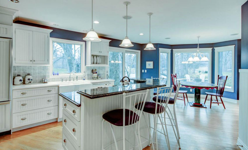 Best White Kitchen Cabinets And Blue Walls 