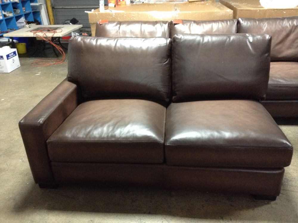 pottery barn turner leather sectional sofa