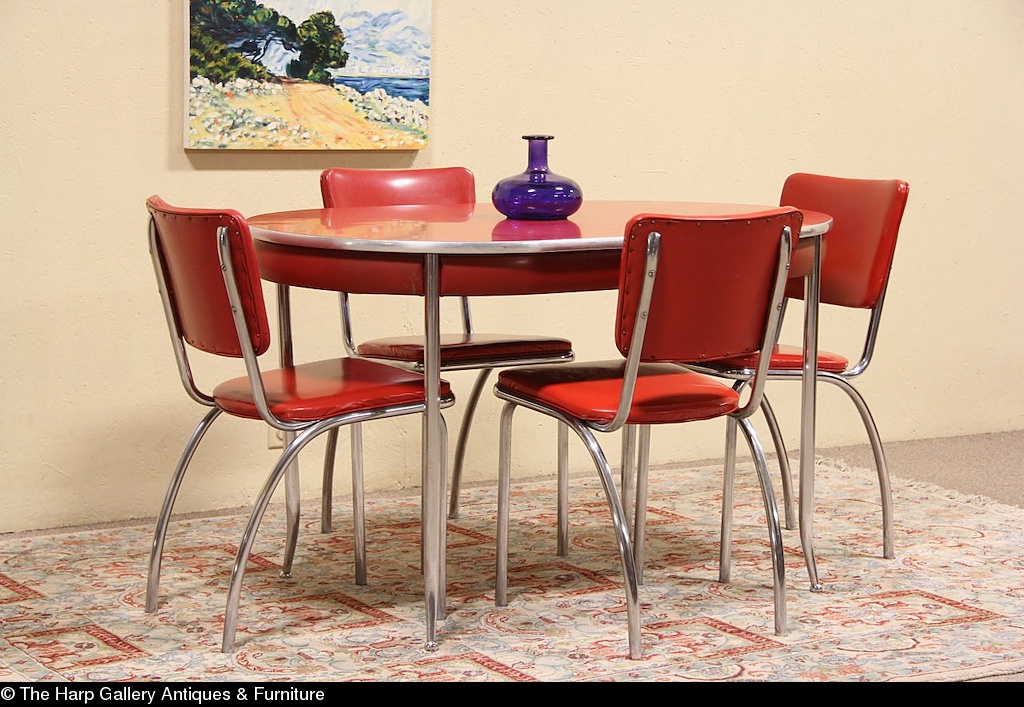 red retro kitchen table chair