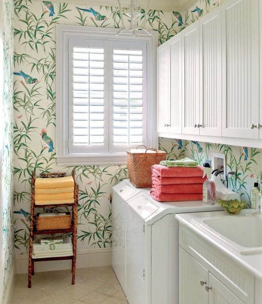 Vintage laundry room wallpaper Hawk Haven