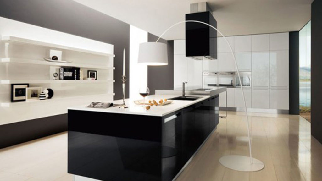 Black and White Kitchen Interior
