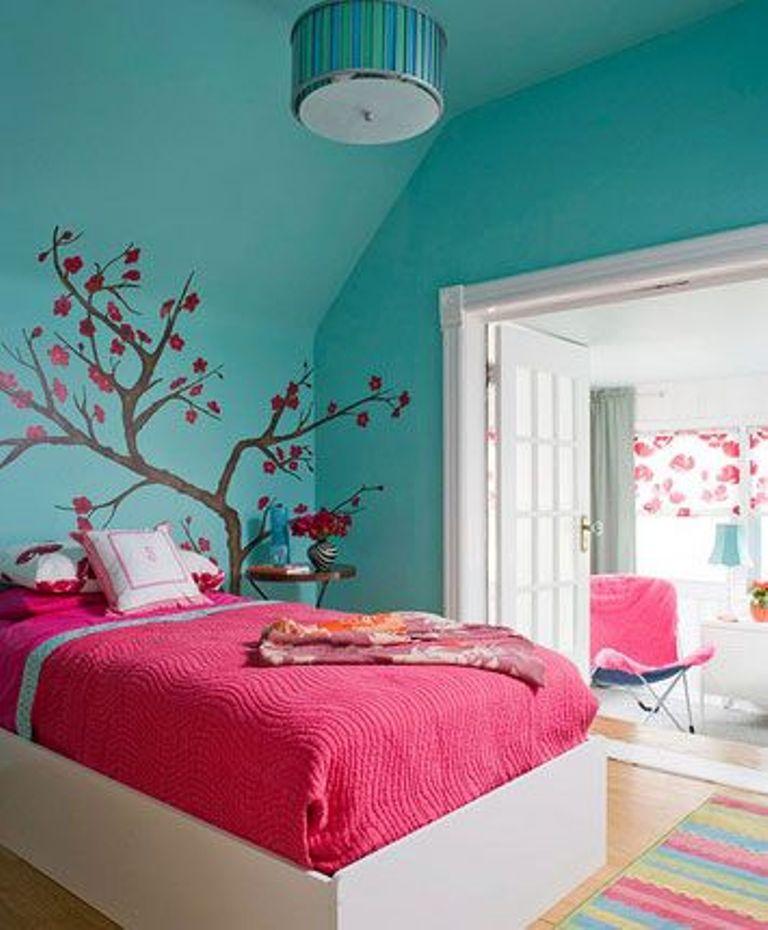 Blue and Pink Bedroom