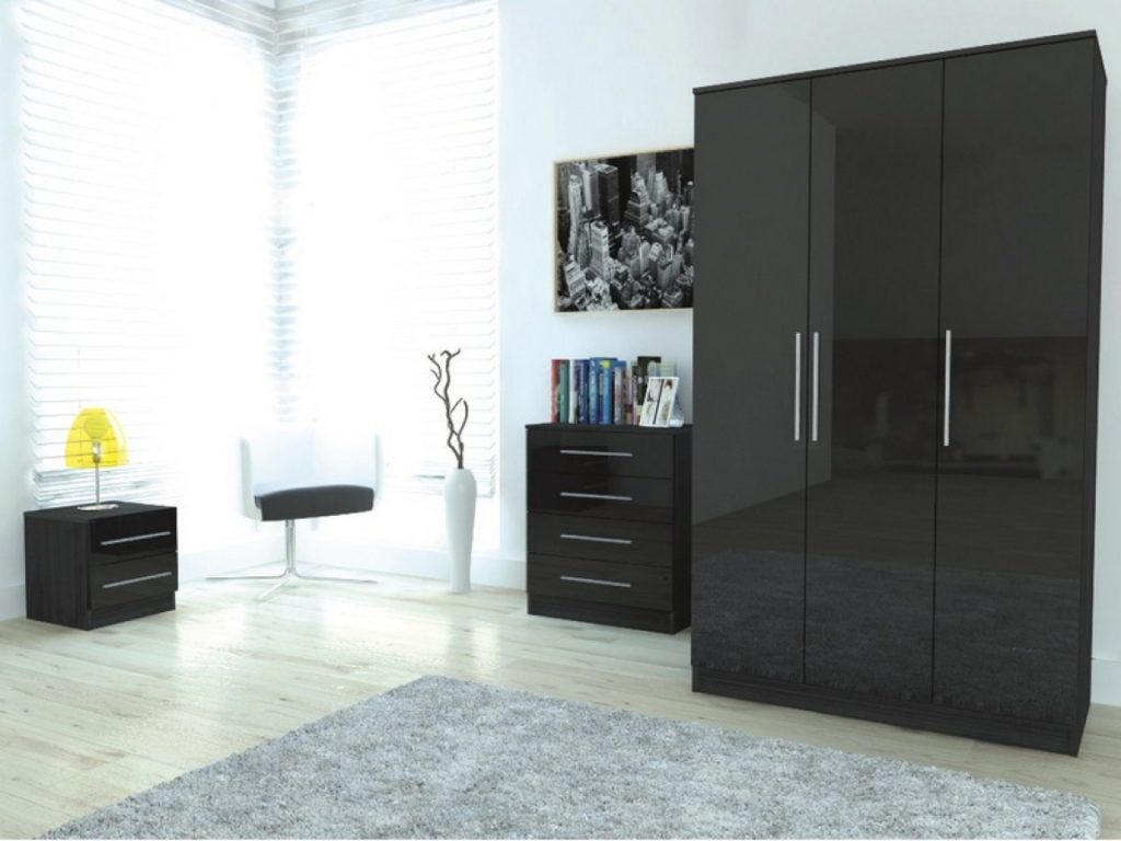 Bedroom furniture high gloss black