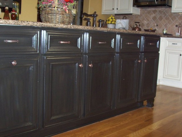 Black finish kitchen cabinets