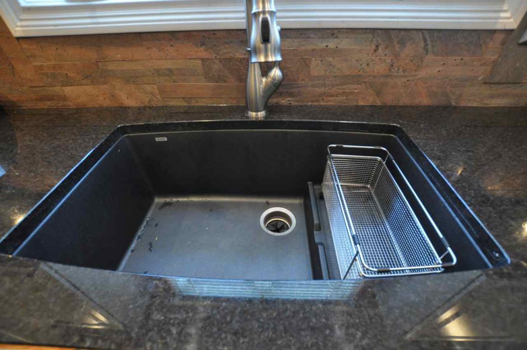 Black granite composite sink care