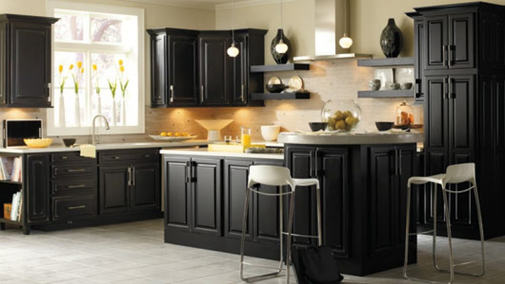 Black kitchen cabinets images