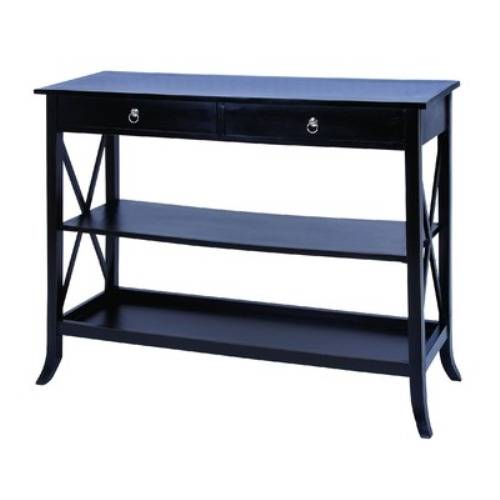 Black sofa table with drawers