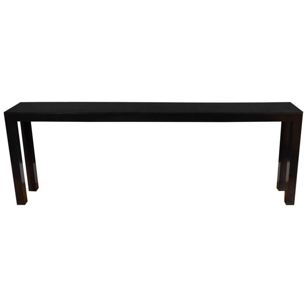 Black sofa table with glass top