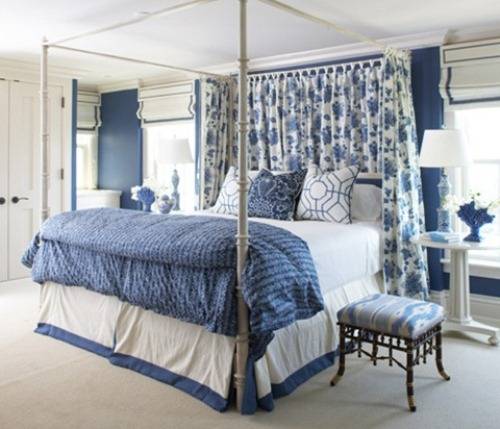 Blue and white bedroom design ideas