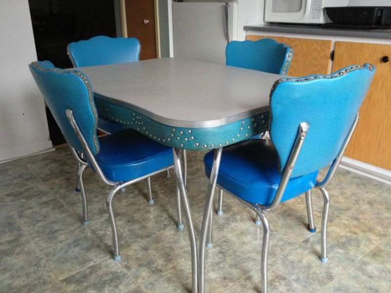 Blue retro kitchen chairs