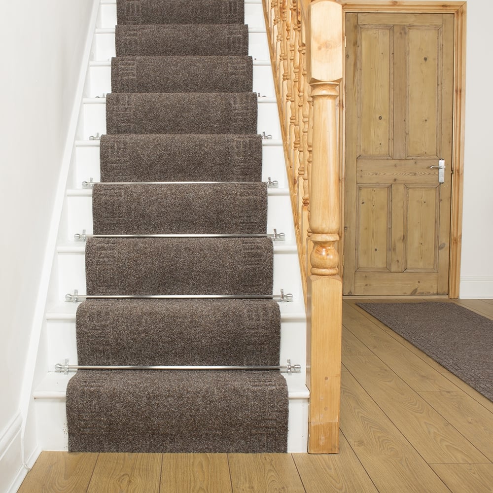 Brown carpet runner for stairs