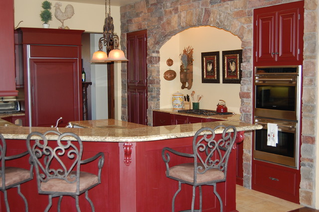 French country kitchen red