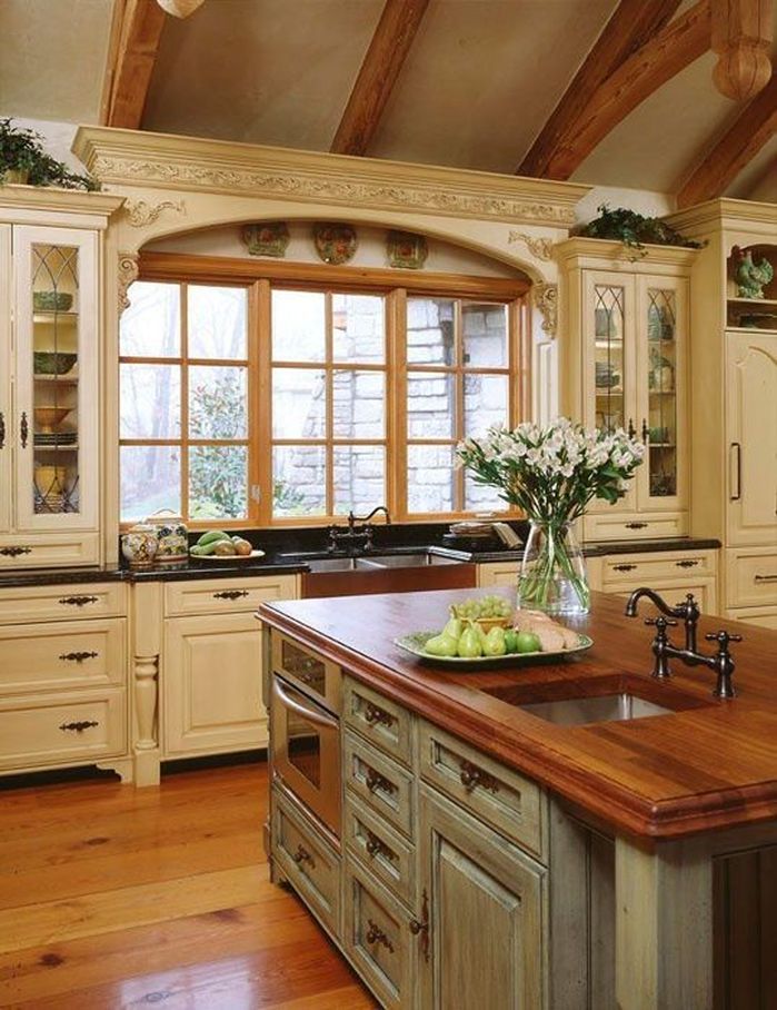 French country kitchen windows