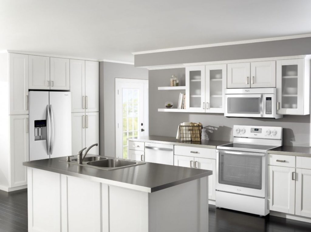 Kitchen white cabinets stainless appliances