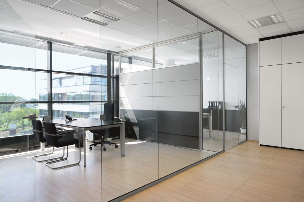 Offices with glass walls