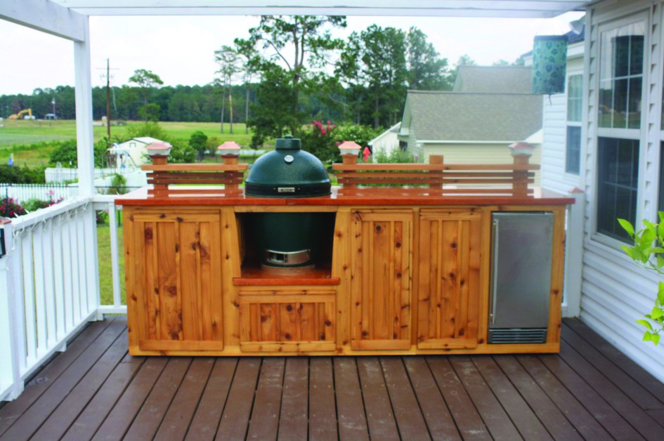 Outdoor kitchen wood cabinets