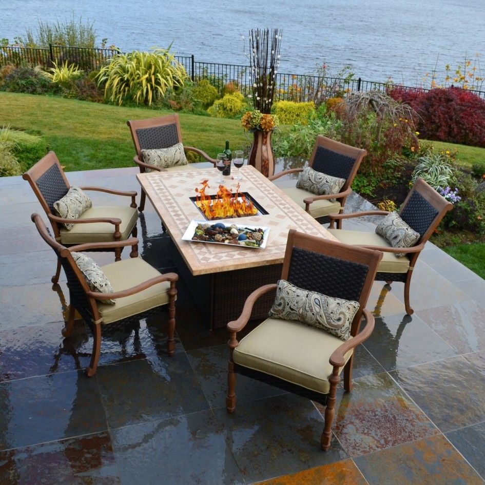 Patio dining sets with fire pits