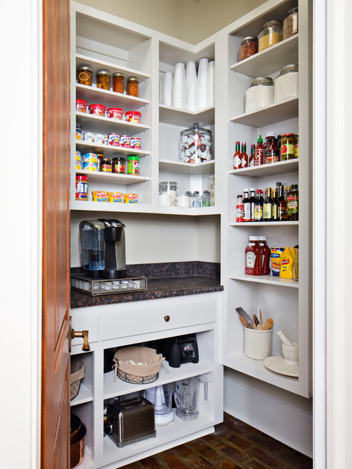 Small kitchen open pantry