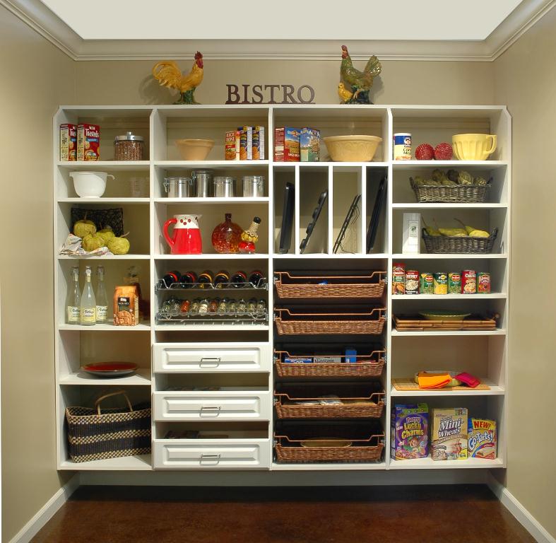 Wall mounted pantry shelves