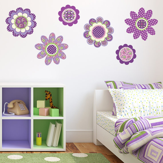Wall stickers purple flowers
