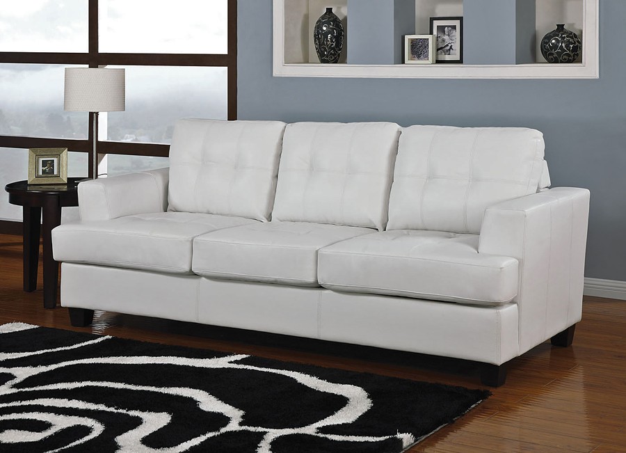White leather sectional sofa bed