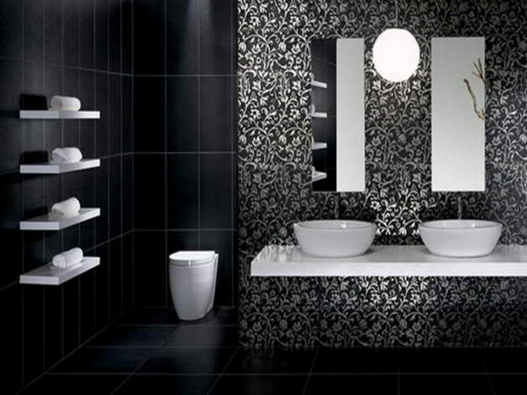 Black and White Wallpaper for Bathrooms photo - 1