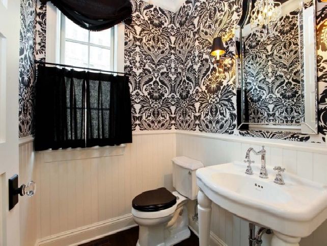 Black and White Wallpaper for Bathrooms photo - 10