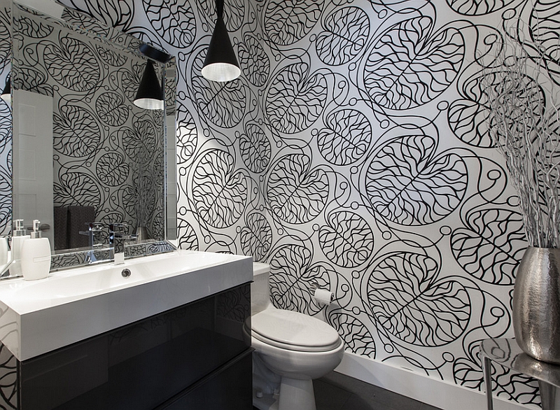 Black and White Wallpaper for Bathrooms photo - 2