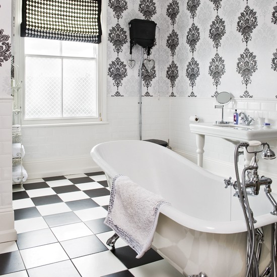 Black and White Wallpaper for Bathrooms photo - 4