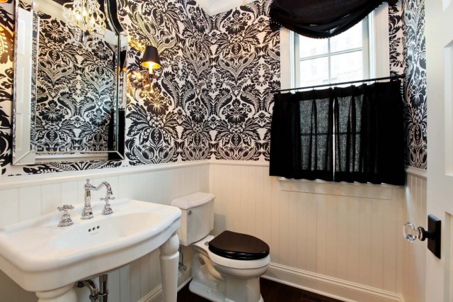 Black and White Wallpaper for Bathrooms photo - 5