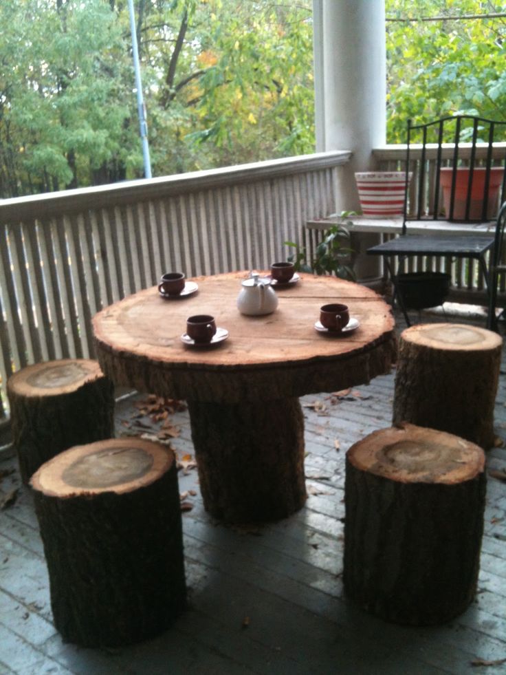 Lovely Tree Stump End Tables Chairs photo - 2