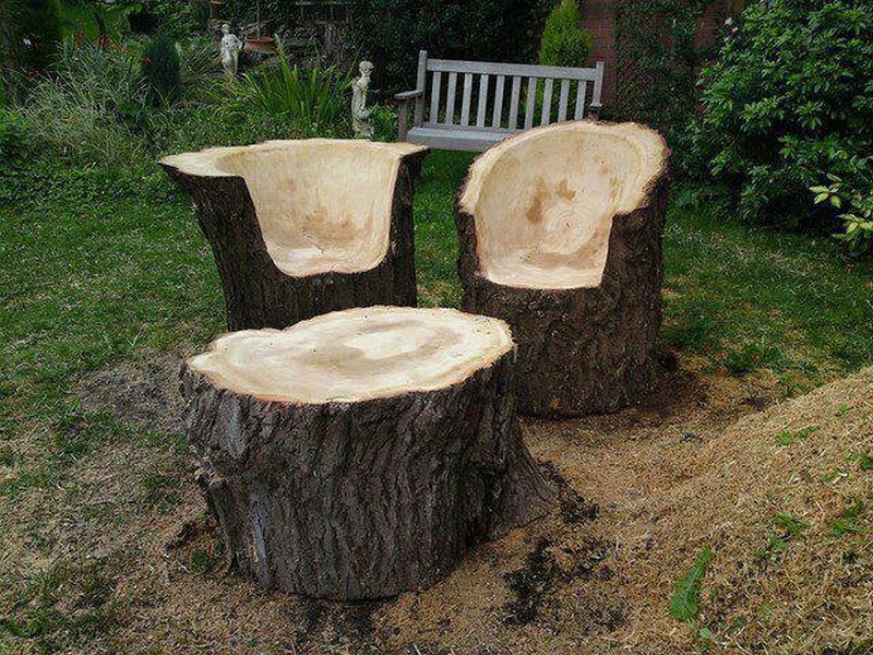Lovely Tree Stump End Tables Chairs photo - 3