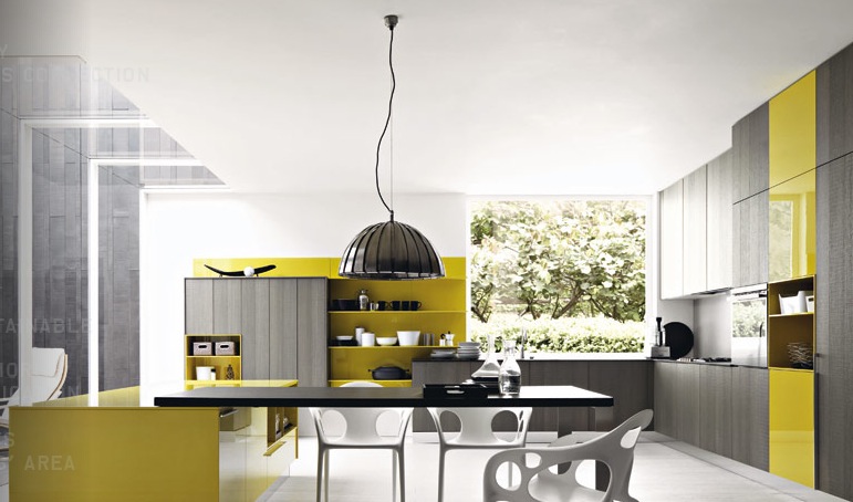 Modern yellow and grey kitchen photo - 2