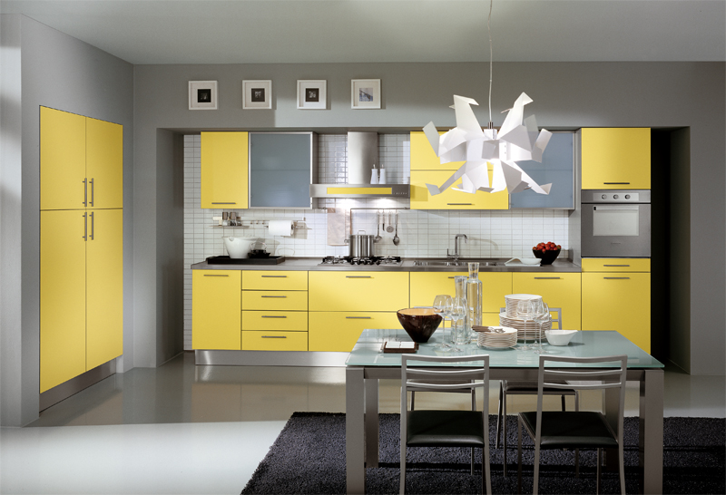 Modern yellow and grey kitchen photo - 4