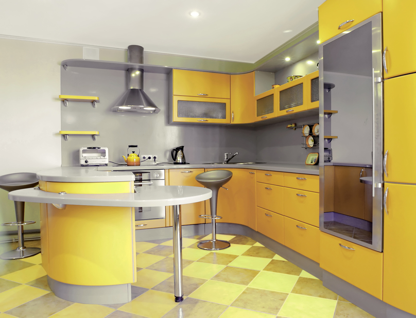 Modern yellow and grey kitchen photo - 6