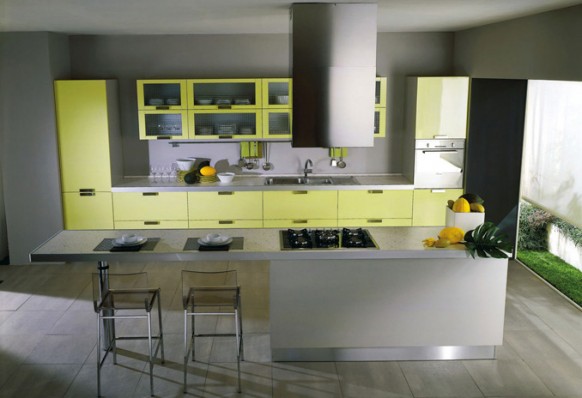 Modern yellow and grey kitchen photo - 9
