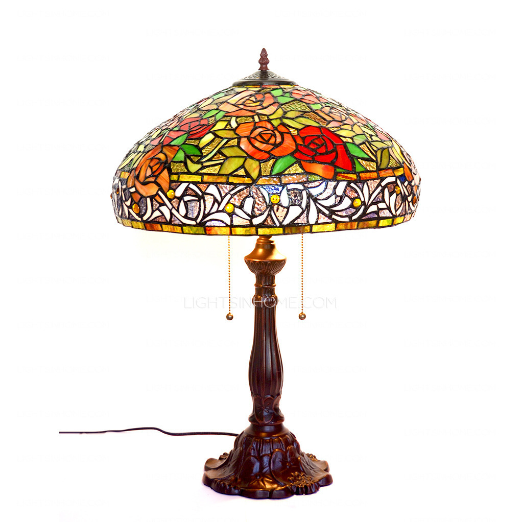 Red Rose Stained Glass Table Lamp Shades photo - 10
