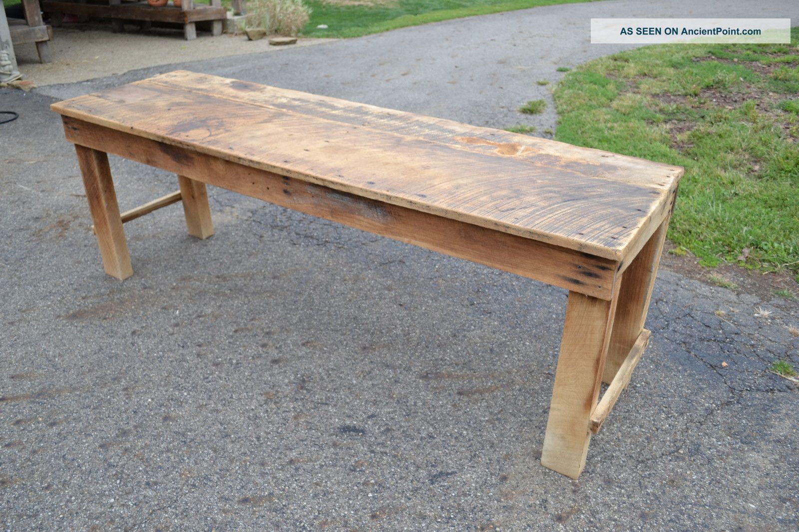 antique kitchen table with bench photo - 1