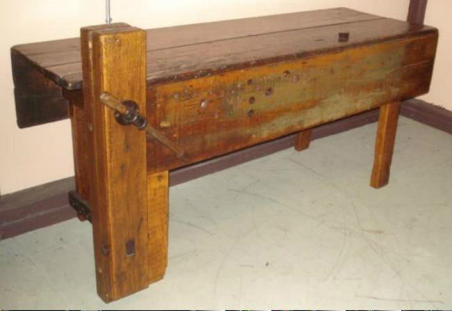 antique kitchen table with bench photo - 7