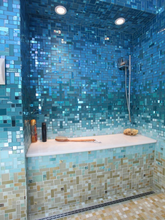 bathroom tile designs glass mosaic photo - 6
