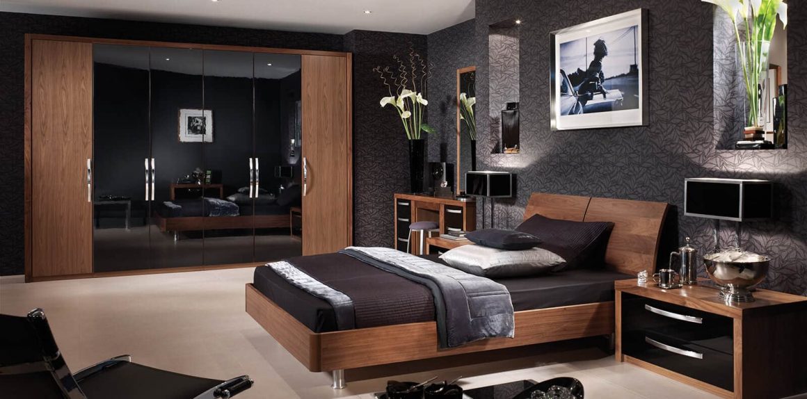 bedroom furniture black gloss and walnut photo - 8