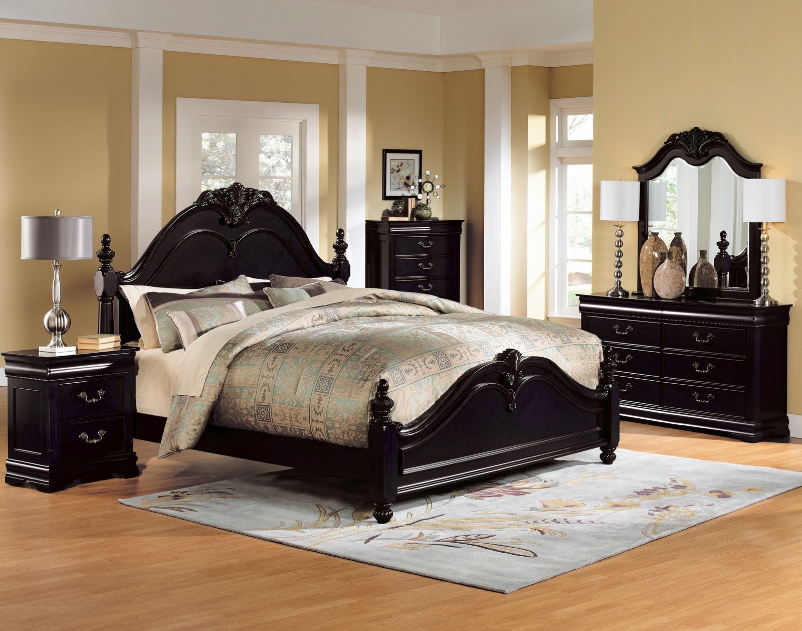 bedroom furniture sets queen black photo - 9