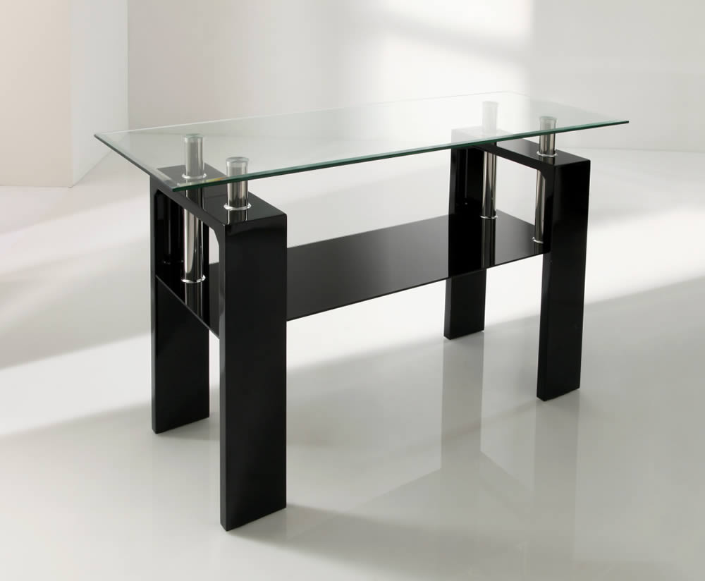 black and glass sofa table photo - 1