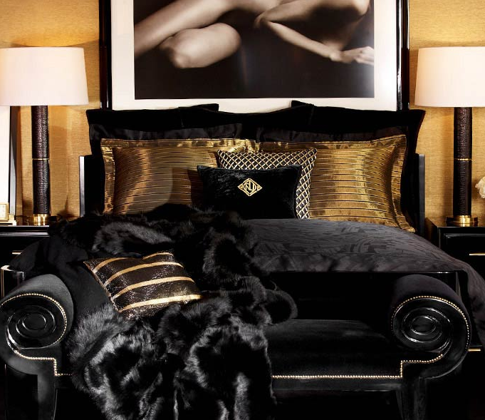 black and gold bedroom design photo - 7