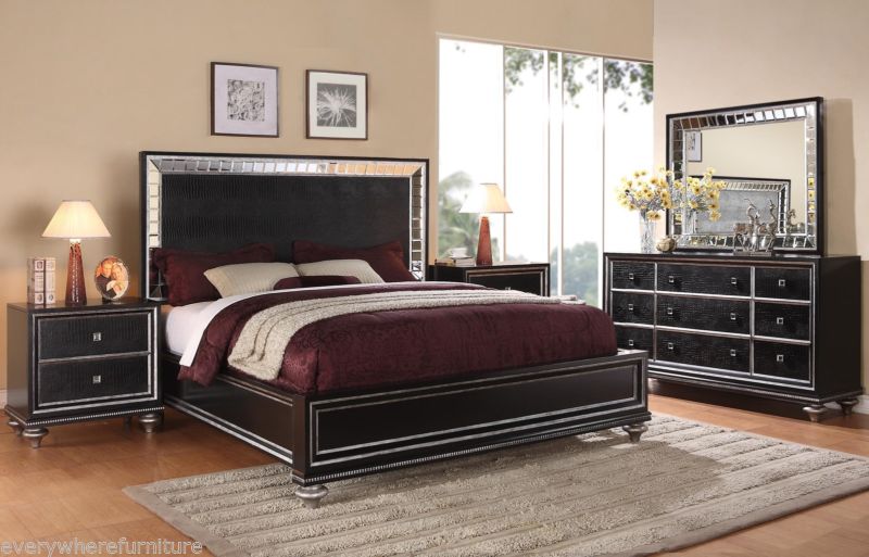 black and mirrored bedroom furniture photo - 10